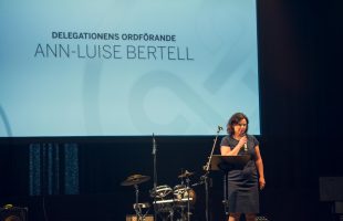 Festtal av delegationens ordförande Ann-Luise Bertell