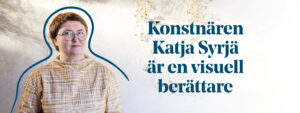 En kvinna i kort hår och glasögon tittar mor kameran.